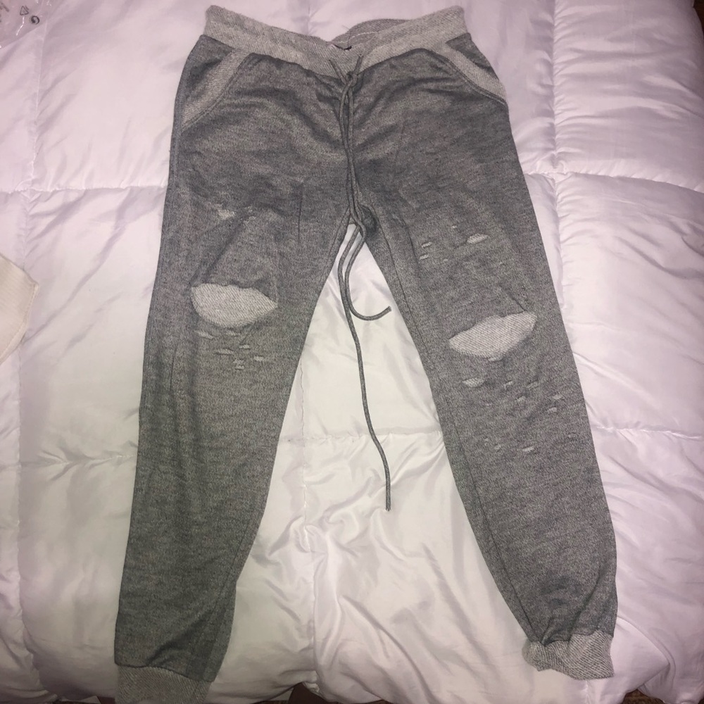 Distressed grey joggers